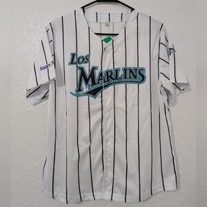 MLB Miami Florida Los Marlins Sga Jersey White Mens XL Lian Depot Pinstripes